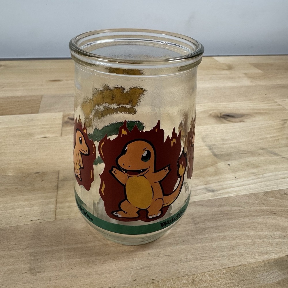 Rare Welch's 1999 Nintendo Pokemon #4 Charmander Collectible Jelly Jar Glass